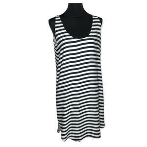 Loft Striped Dress Small Summer Sleeveless Lightweight Navy Coastal Beachy